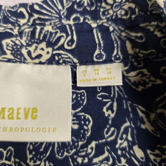 Maeve Button Down Blue Long Sleeve Shirt Blouse Floral Pattern Women’s Size 6 - Picture 6 of 8